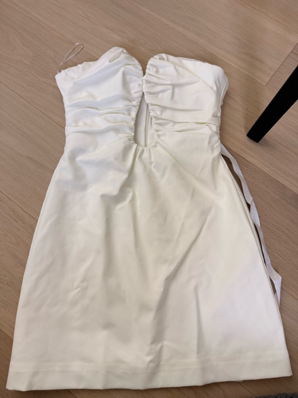 MISHA Strapless White Ruched Keyhole Mini Dress